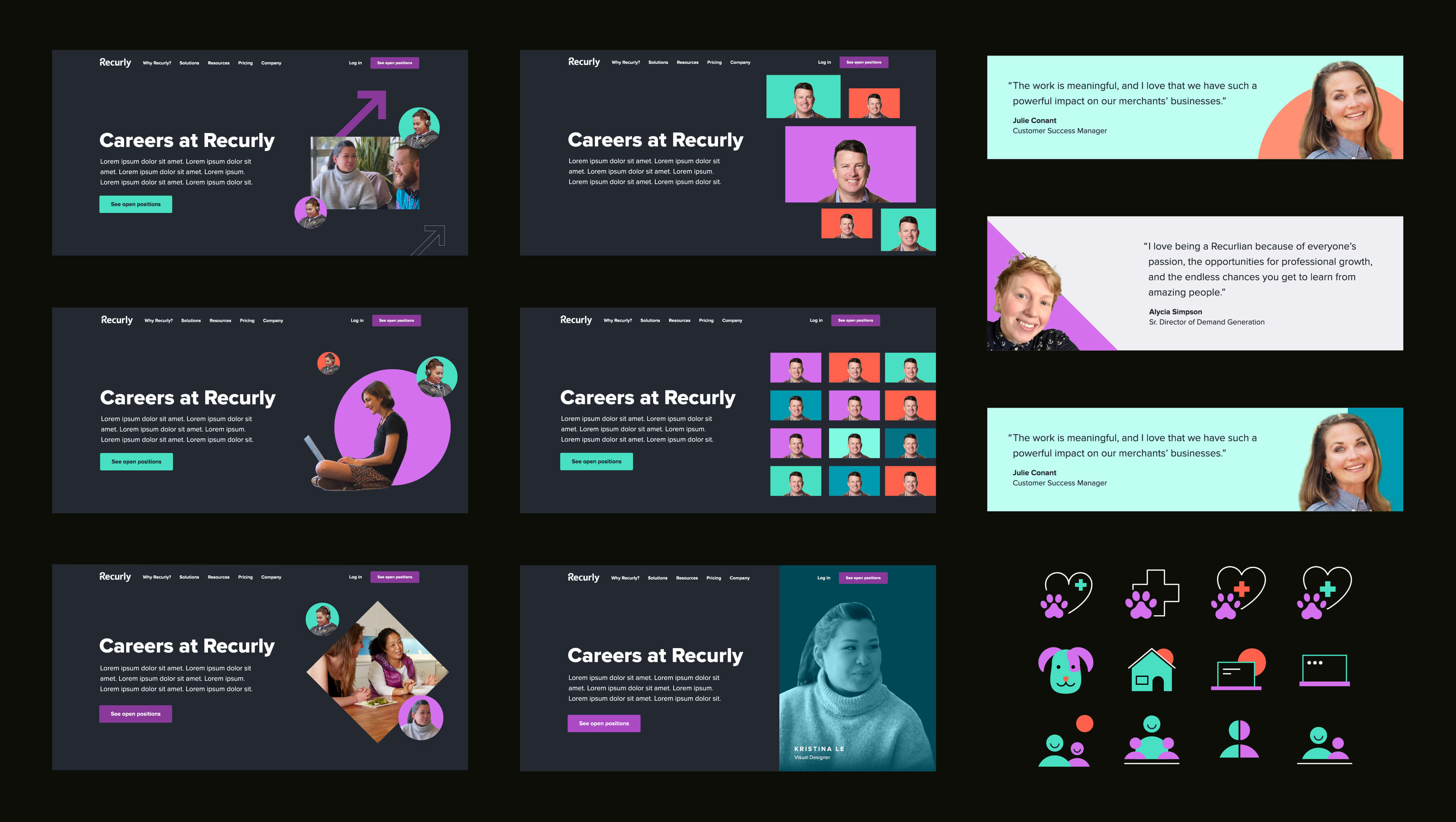 Early explorations for Careers page.
